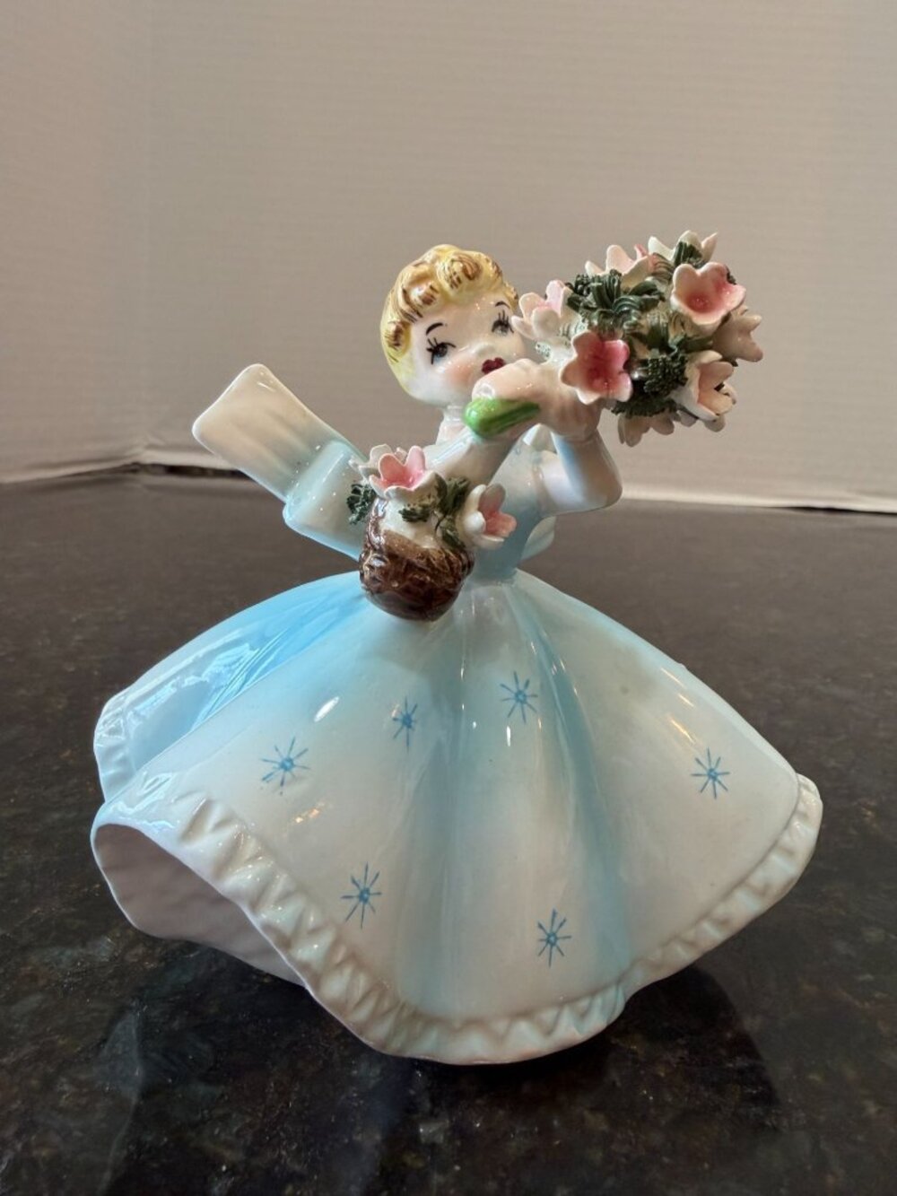 Lefton Flower Girl Figurine, Model 1450B, Japan